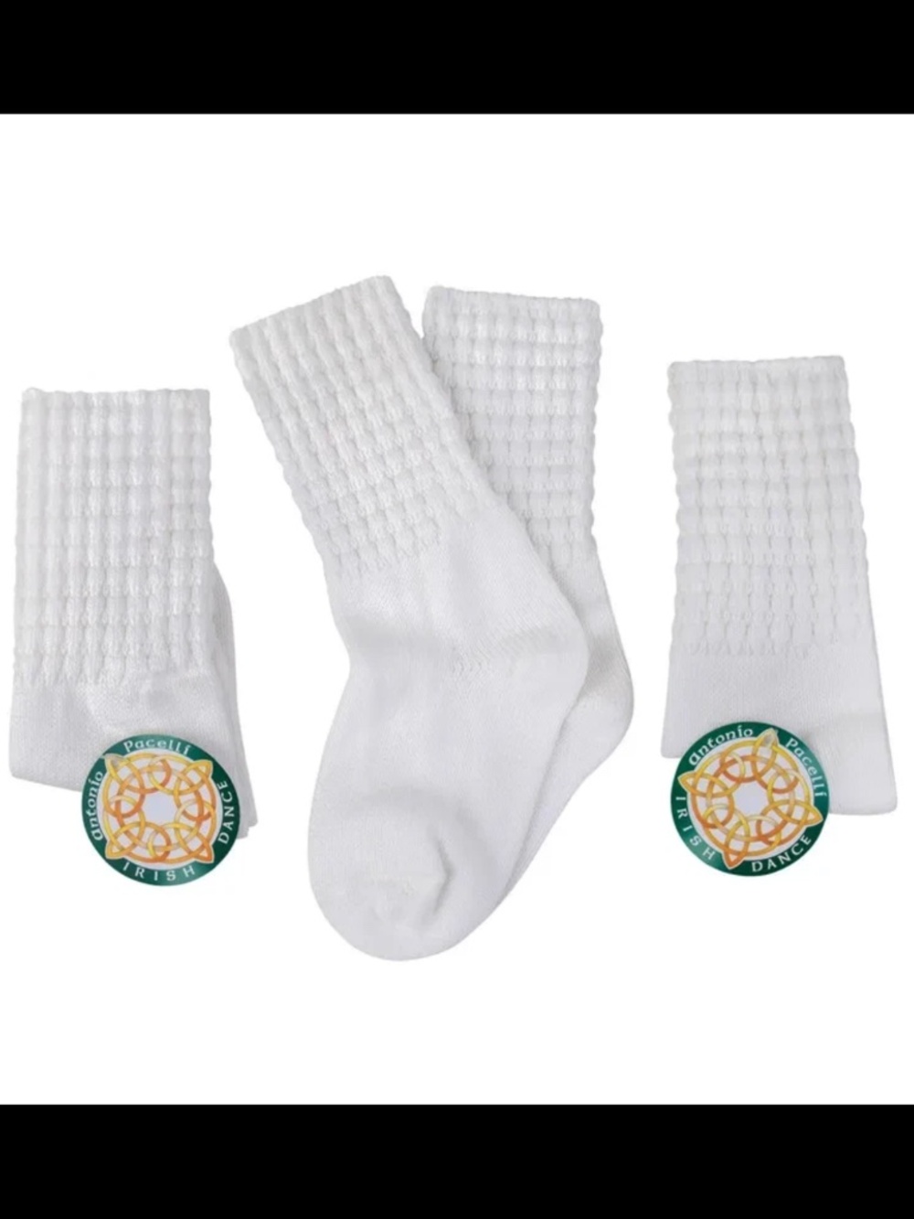 3 PAIR Antonio Pacelli Ankle Length Irish Dance Poodle Socks Ultra Low Large